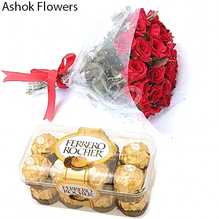 10 Red Rose + 6 Ferrero Rocher