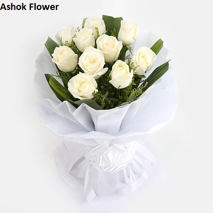 white roses bunch